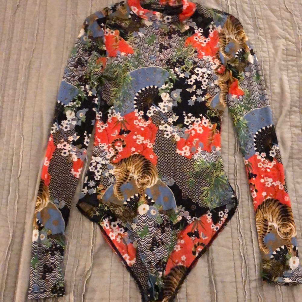 Mesh long sleeve body suit